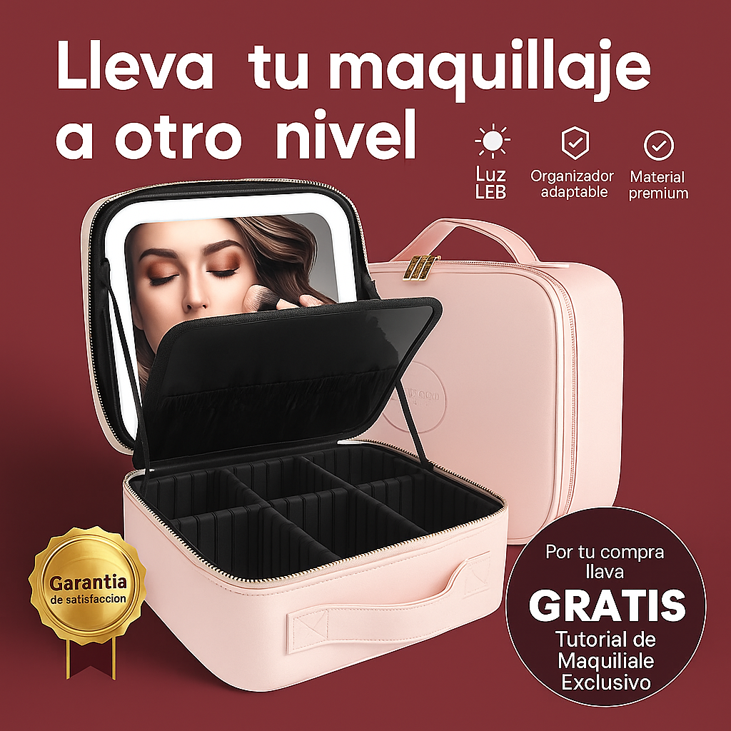 Neceser Profesional con Luz LED – Organiza y Maquíllate en Cualquier Lugar